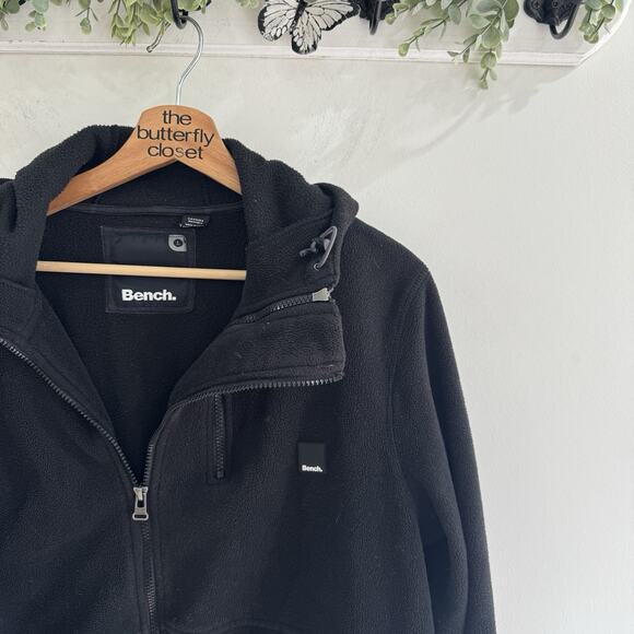 Bench Men’s Fleece Black Double Zipper Jacket Size Large - Picture 3 of 5